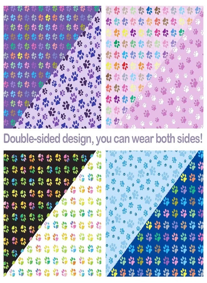 PET SHOW 4 Pack Paw Print Big Dog Bandanas Set Girl Boy Reversible Adjustable Dogs Scarves Cat Daily Birthday Party Triangle Bibs Grooming Accessories for Medium Large Dogs Puppies Pets - Image 4